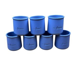 La Fermiere Glazed Terra Cotta Yogurt Pots Planters Periwinkle Blue - Set of 7
